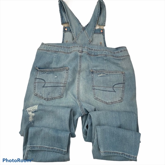 AE Tomgirl Distressed Skinny Overalls - Picture 4 of 9